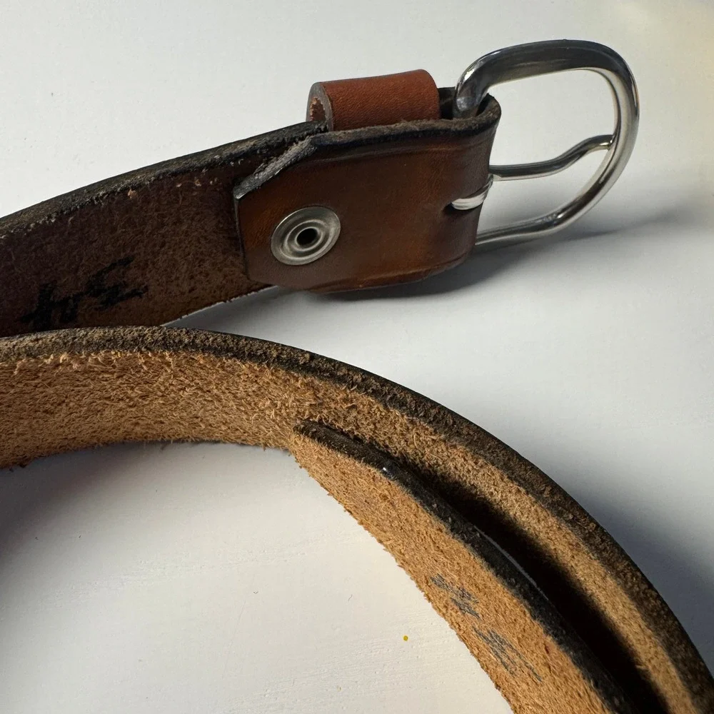 Vtg Trashed Brown Tooled Leather Belt A I Dad Eagle Stars Western 34 Bird Animal